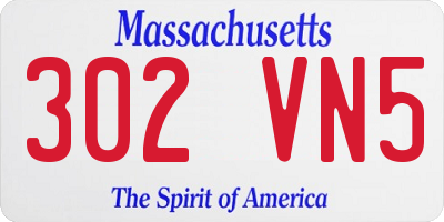 MA license plate 302VN5