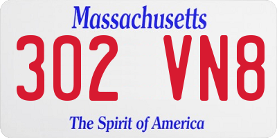 MA license plate 302VN8