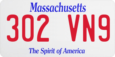 MA license plate 302VN9