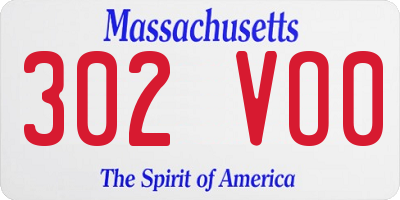 MA license plate 302VO0