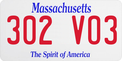 MA license plate 302VO3