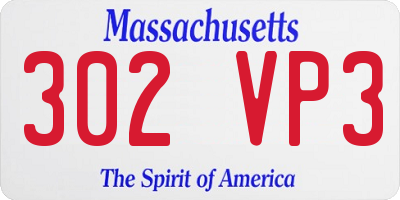 MA license plate 302VP3