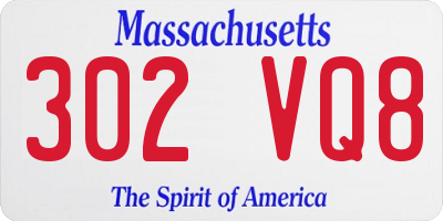MA license plate 302VQ8