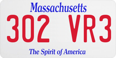 MA license plate 302VR3
