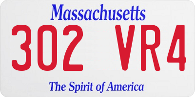 MA license plate 302VR4