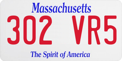 MA license plate 302VR5