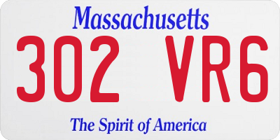 MA license plate 302VR6