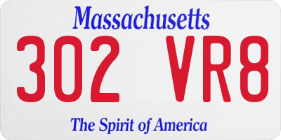 MA license plate 302VR8