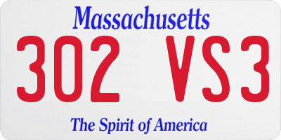 MA license plate 302VS3