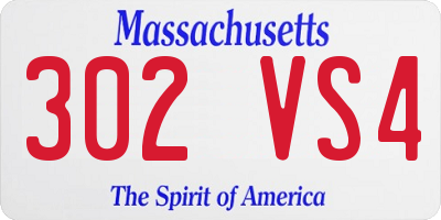 MA license plate 302VS4