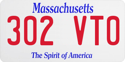 MA license plate 302VT0
