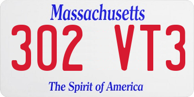 MA license plate 302VT3