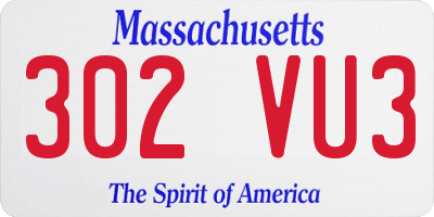 MA license plate 302VU3