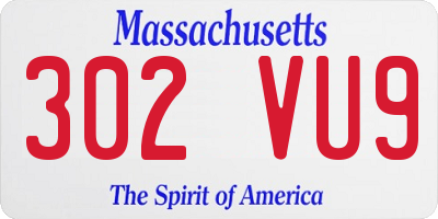 MA license plate 302VU9