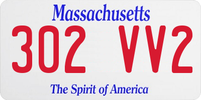 MA license plate 302VV2