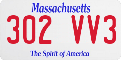 MA license plate 302VV3