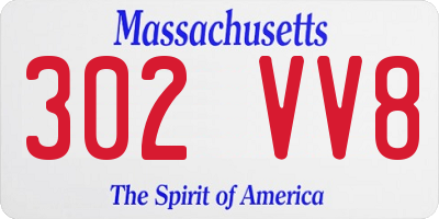 MA license plate 302VV8