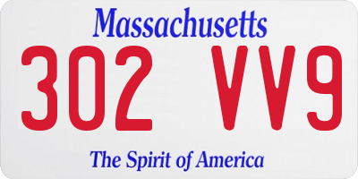 MA license plate 302VV9