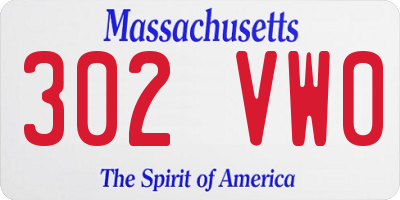 MA license plate 302VW0