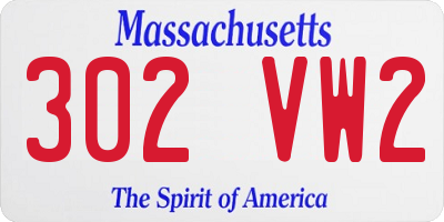 MA license plate 302VW2