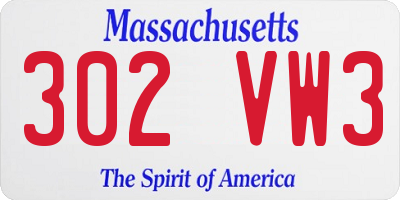MA license plate 302VW3
