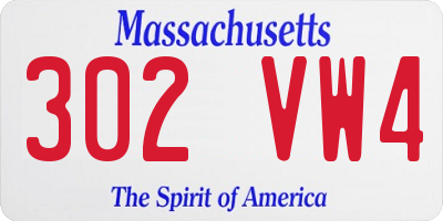 MA license plate 302VW4