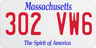 MA license plate 302VW6
