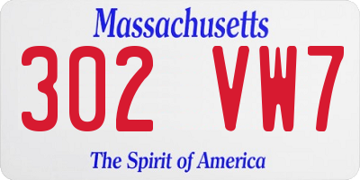 MA license plate 302VW7