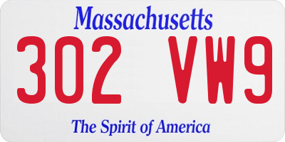 MA license plate 302VW9