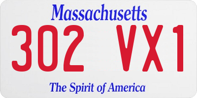 MA license plate 302VX1