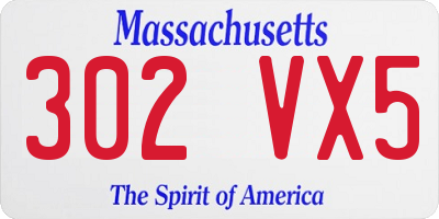 MA license plate 302VX5
