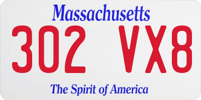 MA license plate 302VX8