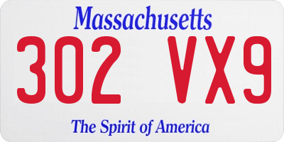 MA license plate 302VX9