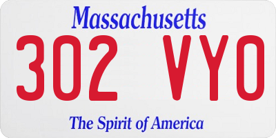 MA license plate 302VY0