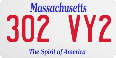 MA license plate 302VY2