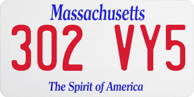 MA license plate 302VY5