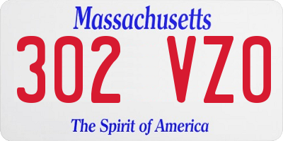 MA license plate 302VZ0