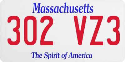 MA license plate 302VZ3