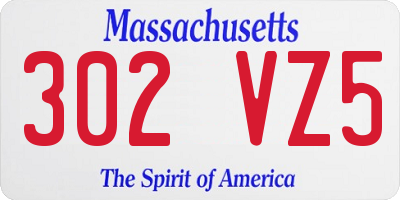 MA license plate 302VZ5