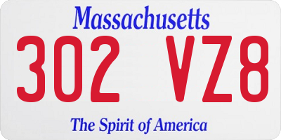 MA license plate 302VZ8