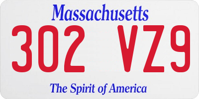 MA license plate 302VZ9