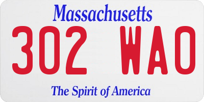 MA license plate 302WA0