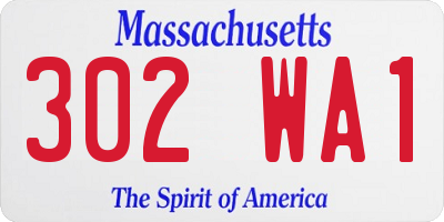 MA license plate 302WA1