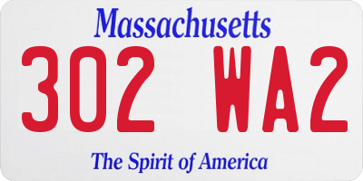 MA license plate 302WA2