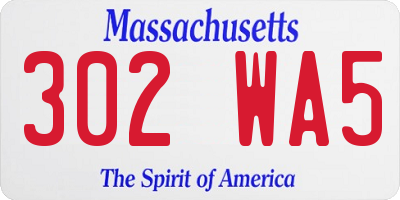 MA license plate 302WA5