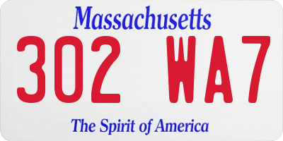 MA license plate 302WA7
