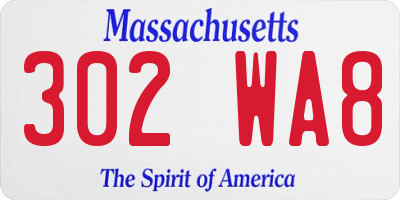 MA license plate 302WA8