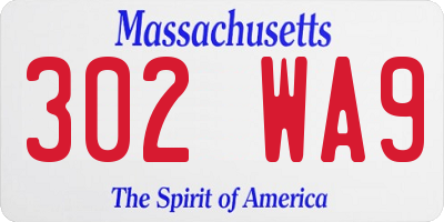 MA license plate 302WA9