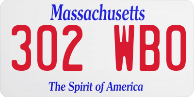 MA license plate 302WB0