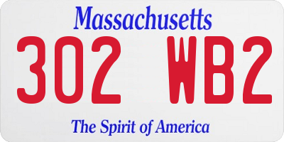 MA license plate 302WB2